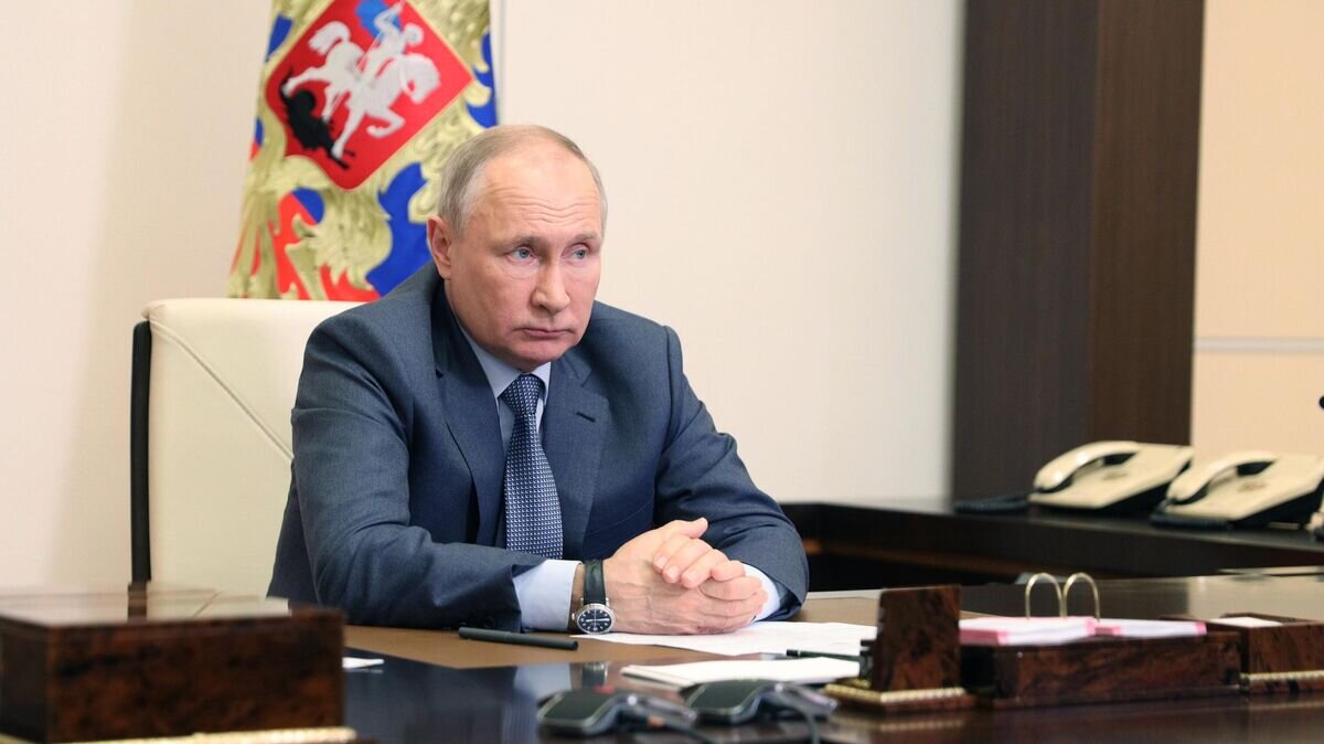    Президент РФ Владимир Путин проводит в режиме видеоконференции совещание с членами правительства РФ© РИА Новости / Сергей Ильин