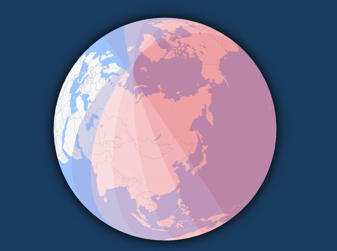 Карта солнечного затмения 8 апреля 2024