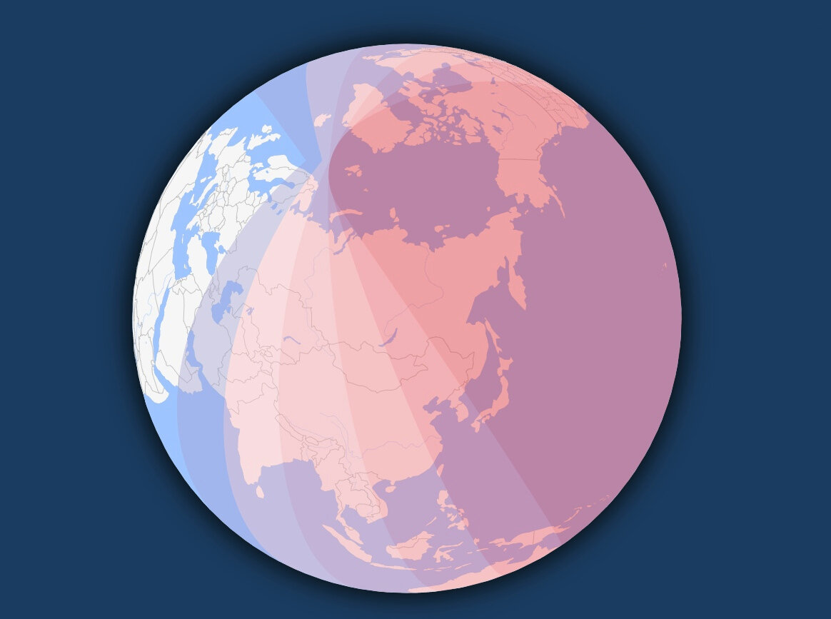 Карта солнечного затмения 8 апреля 2024 года