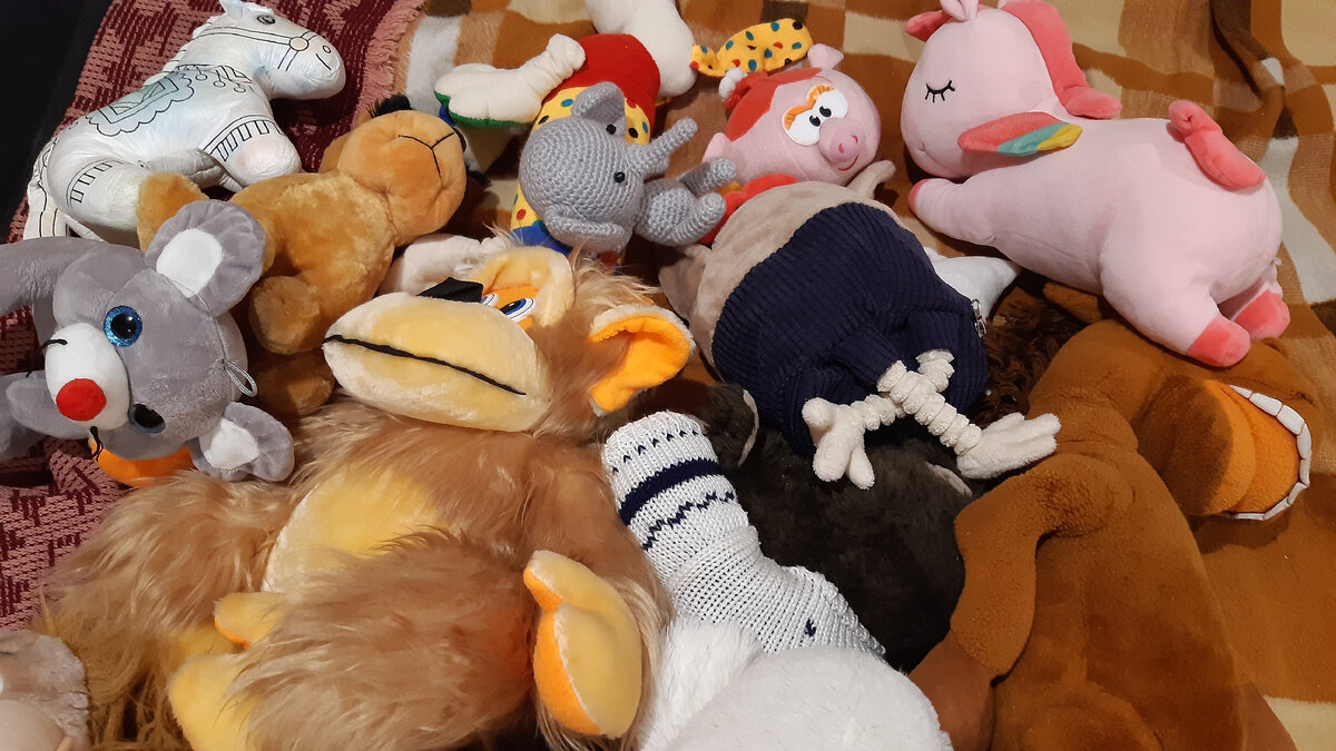 Мягкие игрушки сохнут.