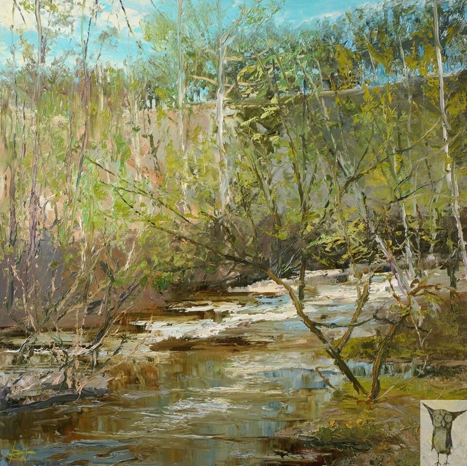 Дмитрий Калмыков Весенний ручеек 50×50 хм 2014 г- 30 000