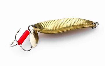 Блесна Кама с насечками на теле, лепестком и красным кембриком