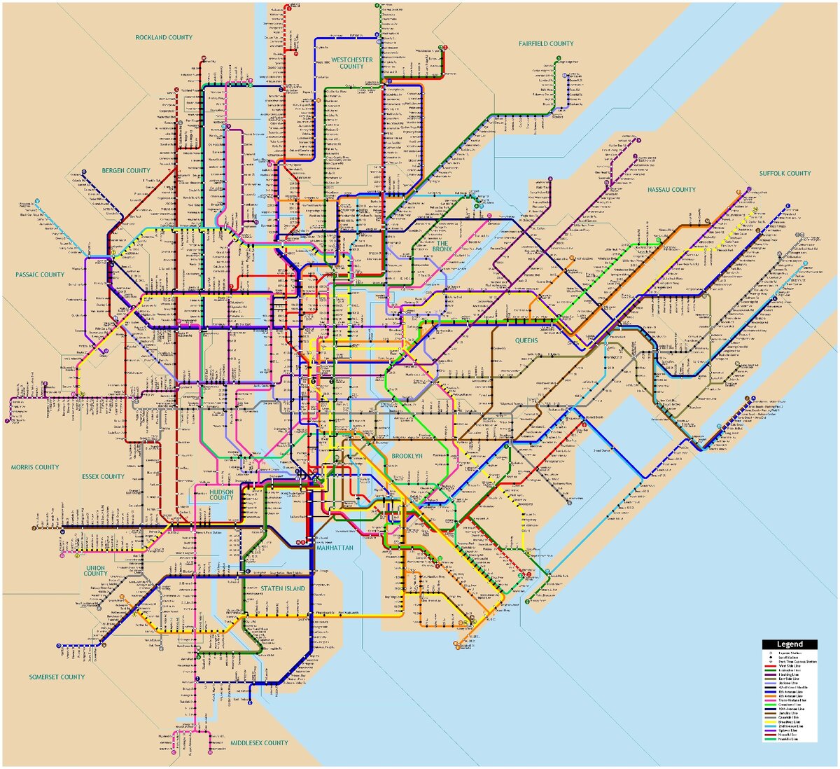 Карта метро Нью-Йорка. Фото из интернета