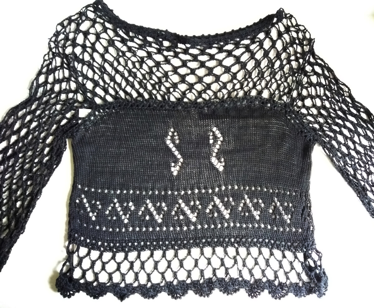 Черная блузка-сетка, подробный вид