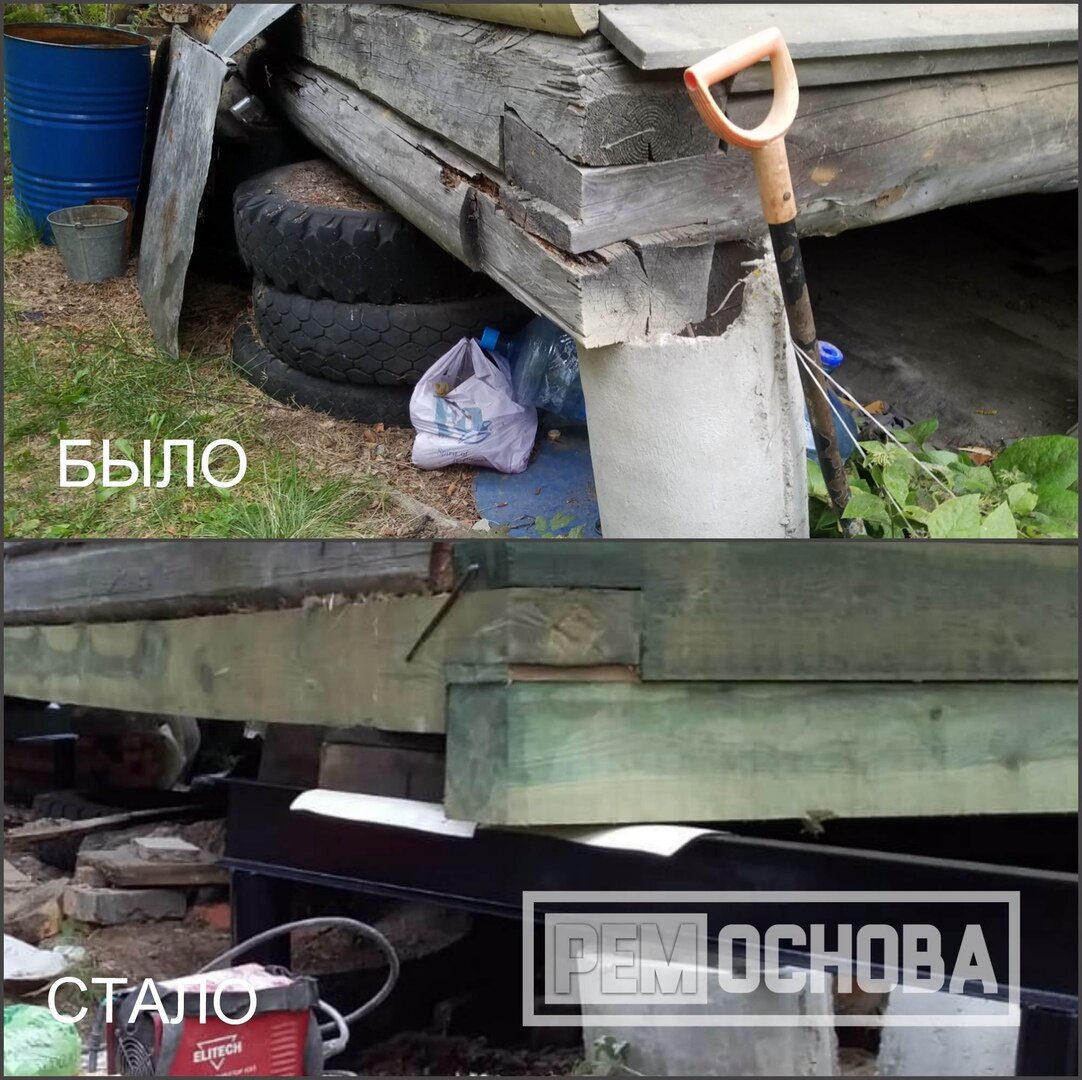 Подъем дома с монтажом винтовых свай и заменой венцов в СНТ "Новоропшинское"