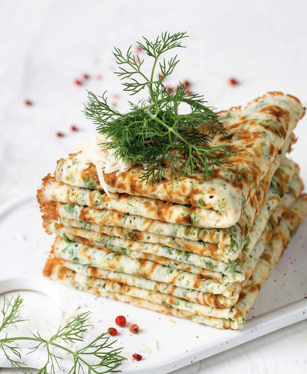 Блины с сыром и зеленью! 