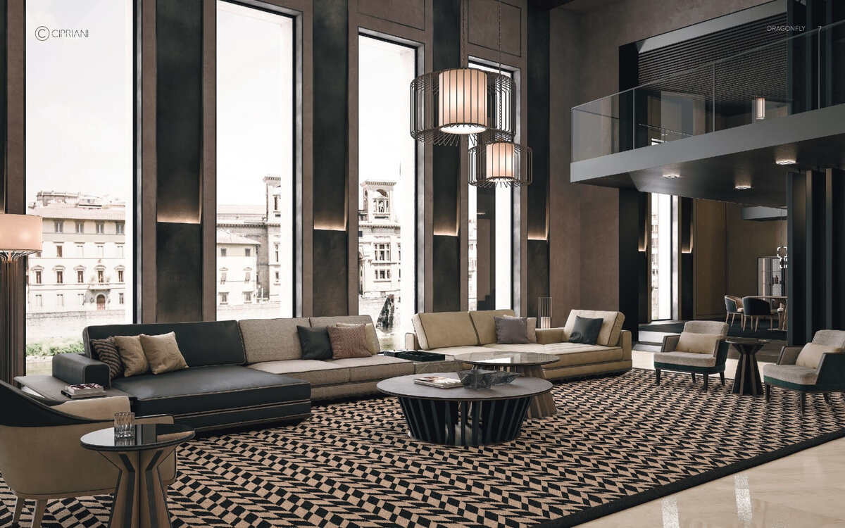 Модульный диван Dragonfly (Cipriani Homood) в гостиной