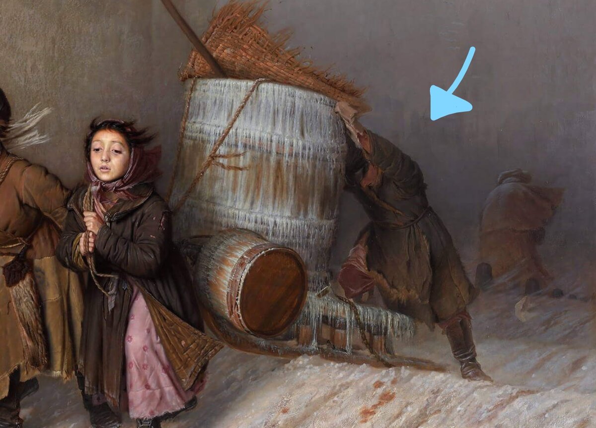 1896 г. Дети тащат бочку. Перов. Тройка. Дети тащат бочку.