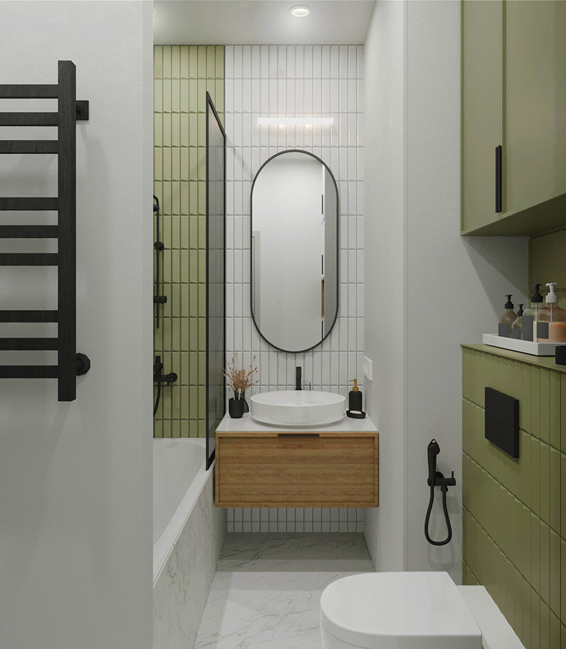Интерьер ванной комнаты в минималистичном дизайн-проекте
