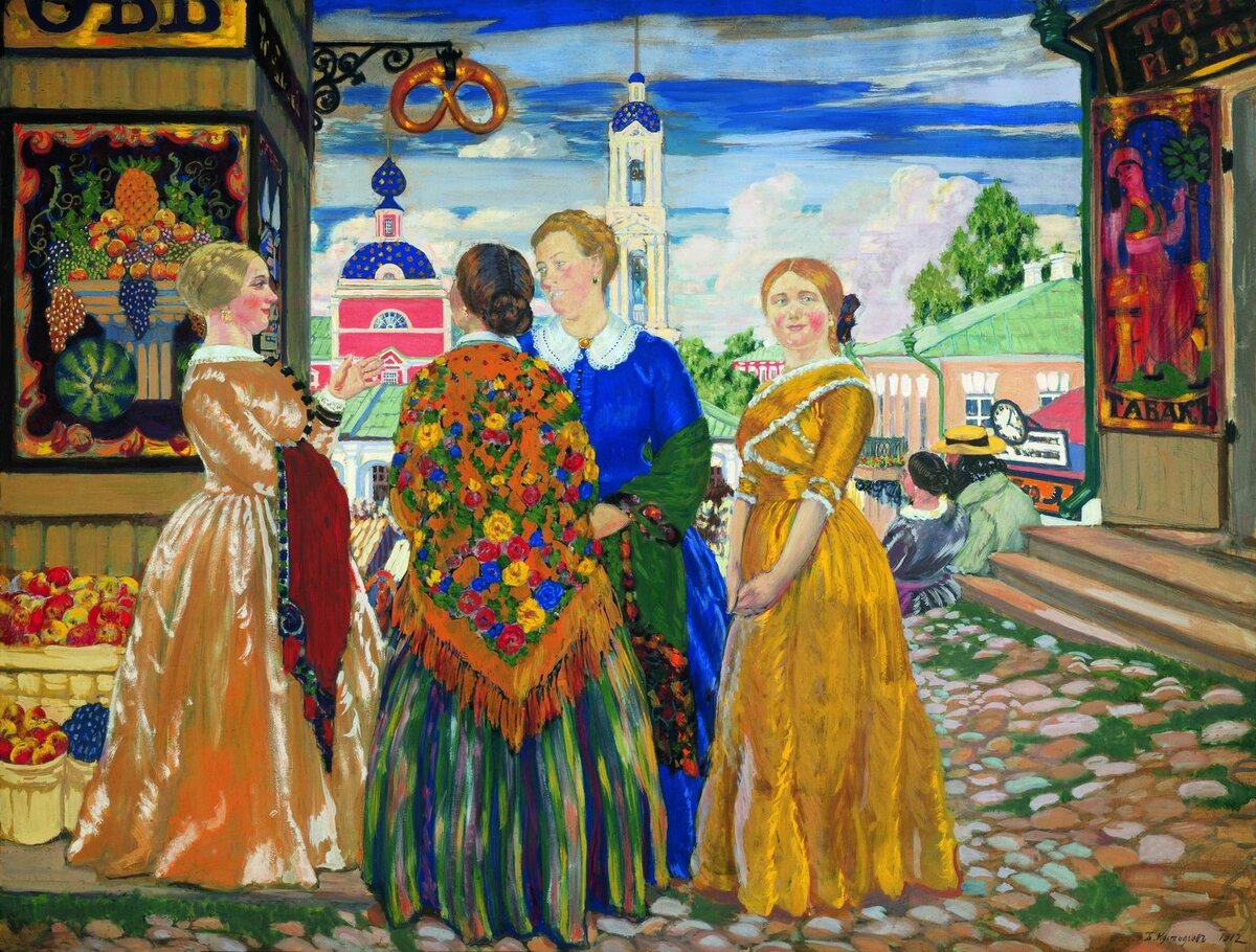 Борис Кустодиев "Купчихи в Кинешме", 1912 г.