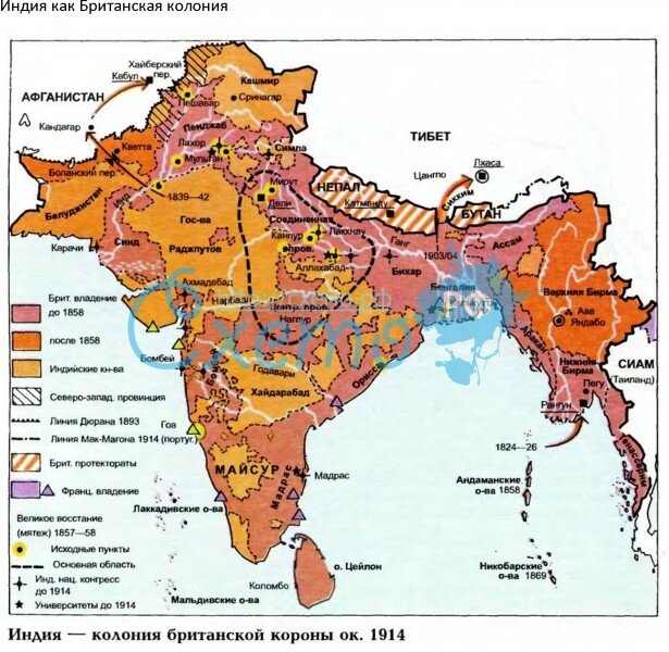Индия 19 век карта