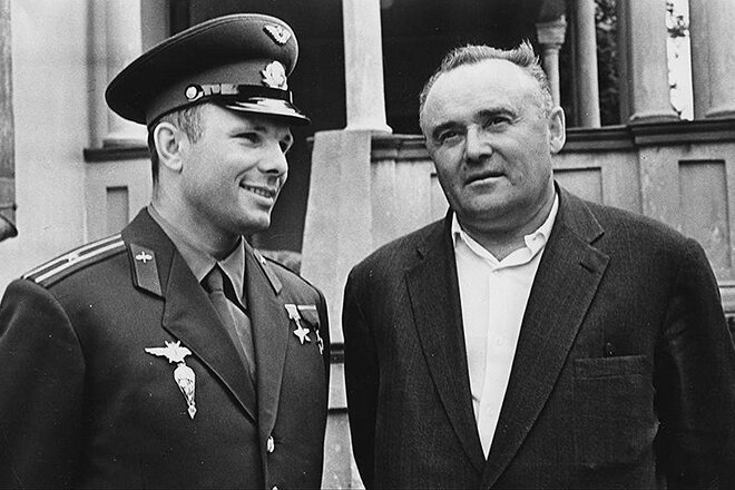 Ю. А. Гагарин и С. П. Королев