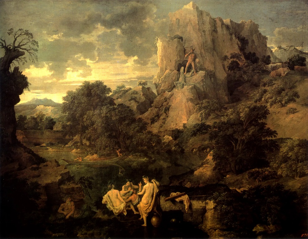 Пуссен. Пейзаж с Геркулесом и Какусом. Около 1660 года.