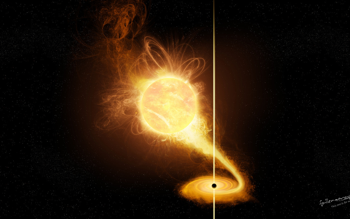 Черные дыры втягивают в себя и вещество ближайших звезд. Ничто, даже свет звезд, не может преодолеть громадную силу тяготения черной дыры и вырваться из зоны действия этой силы.