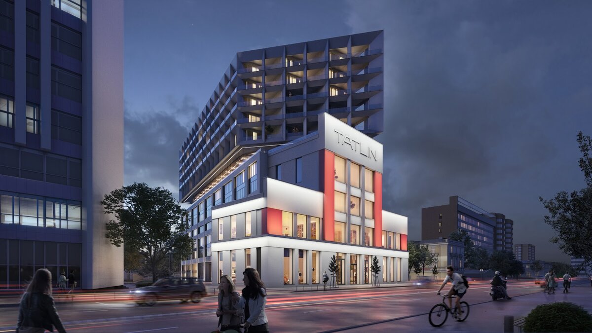  Tatlin Apartments — комплекс апартаментов бизнес-класса, который расположился в здании бывшей телефонной станции. Архитекторы бережно восстановили переднюю часть фасада, а внутренние помещения полностью перестроили и добавили несколько этажей