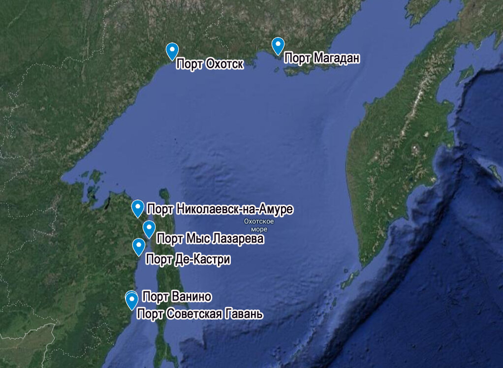 Карта побережья тихого океана дальнего востока