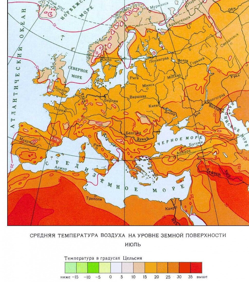 Температура в европе карта