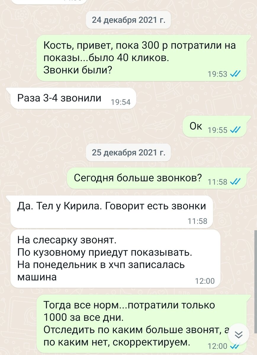 Переписка с клиентом по запуску Яндекс директ.