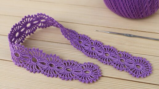 Ажурное ЛЕНТОЧНОЕ КРУЖЕВО вязание крючком КАЙМА мастер-класс How to Crochet Lace Tape Ribbon