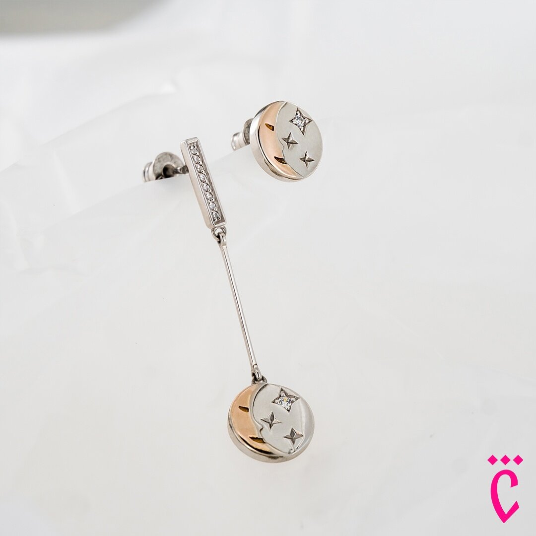 Серебряные серьги пусеты с подвеской с фианитом (арт. 02-2602/00СВ)