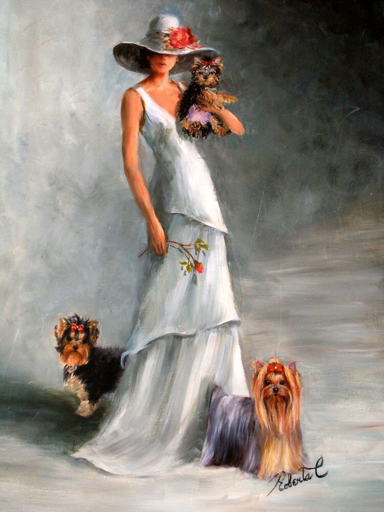 Дама с собачками))) те самые йорки. Наверное так ощущает себя с 2 собаками свекровь. Но образ и внешность у неё другая, значительно проще.