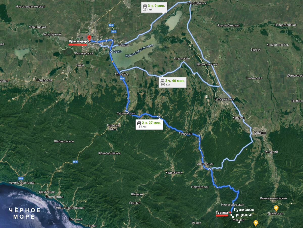 достопримечательности краснодарского края на карте с описанием на машине