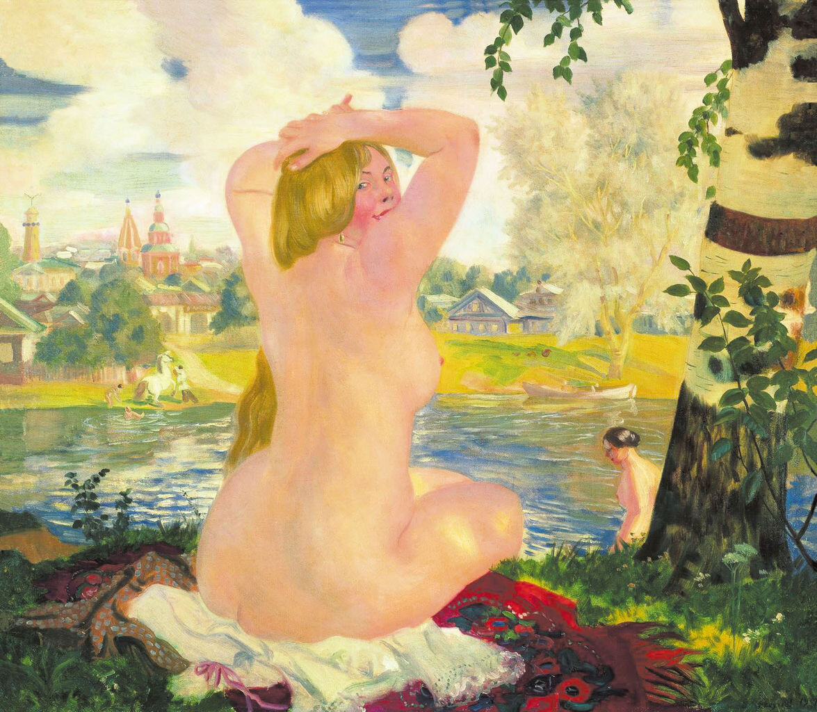 "Купальщица". Кустодиев Борис Михайлович https://commons.wikimedia.org/wiki/File:Bathing._Kustodiev.jpg