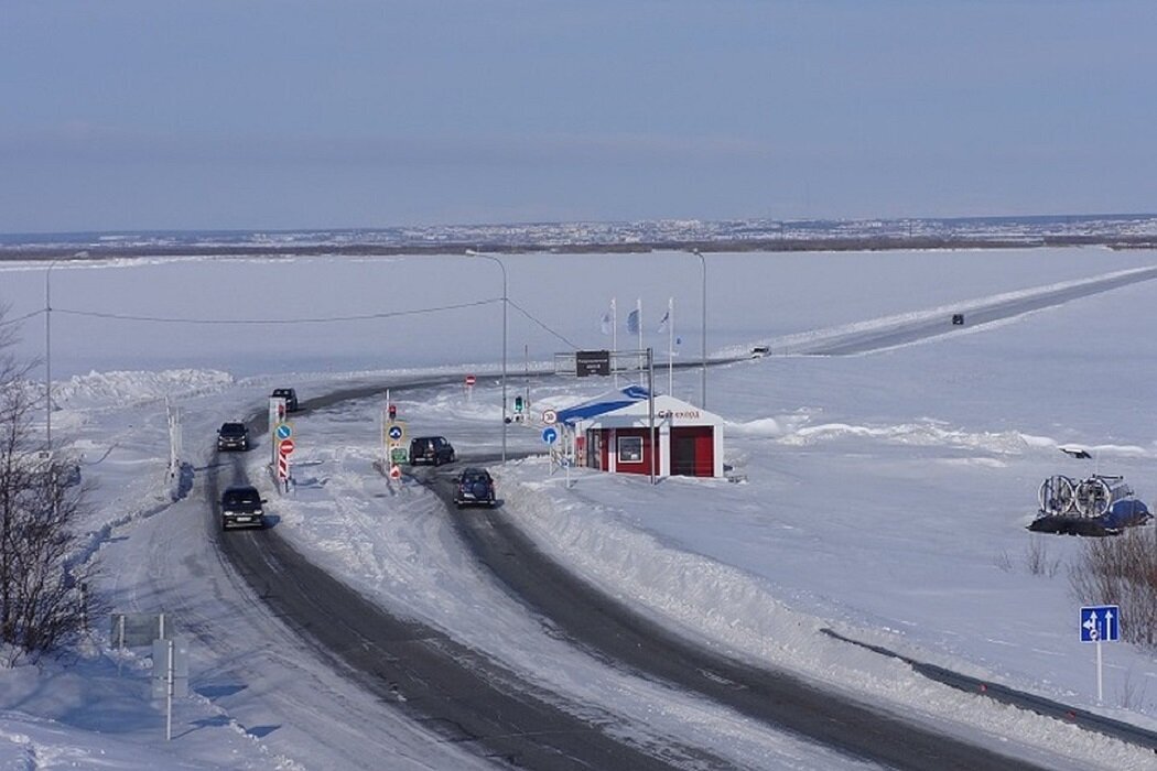 Существующая ледовая переправа Салехард - Лабытнанги
