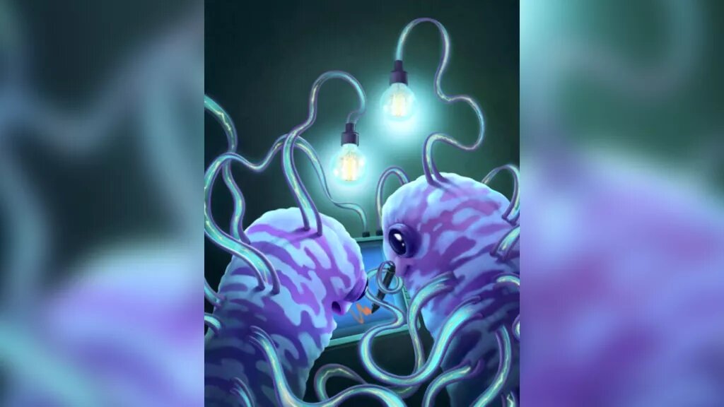 Электроэнергия, проводимая нанопроводами Geobacter, может использоваться для питания небольшой электроники, как показано на этой иллюстрации