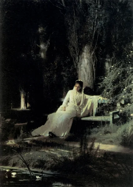 Иван Крамской. Лунная ночь. 1880. Холст, масло. 178.8×135.2 см. Третьяковская галерея