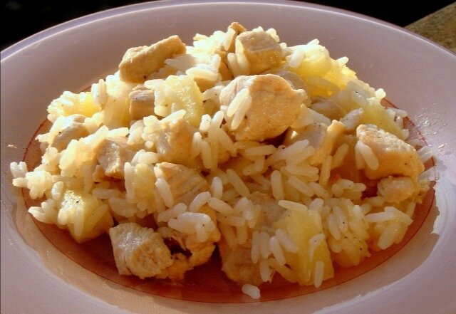 Рецепт риса с ананасами