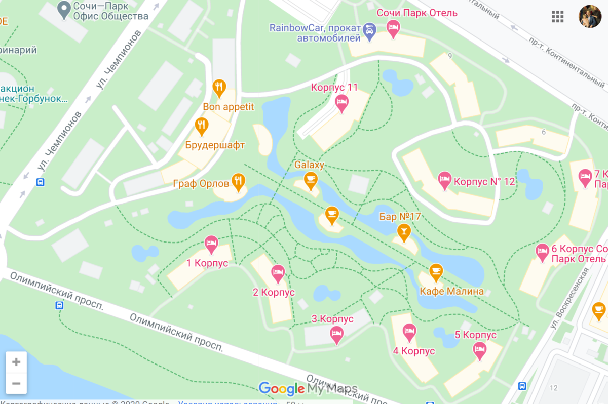 Сочи парк отель план территории