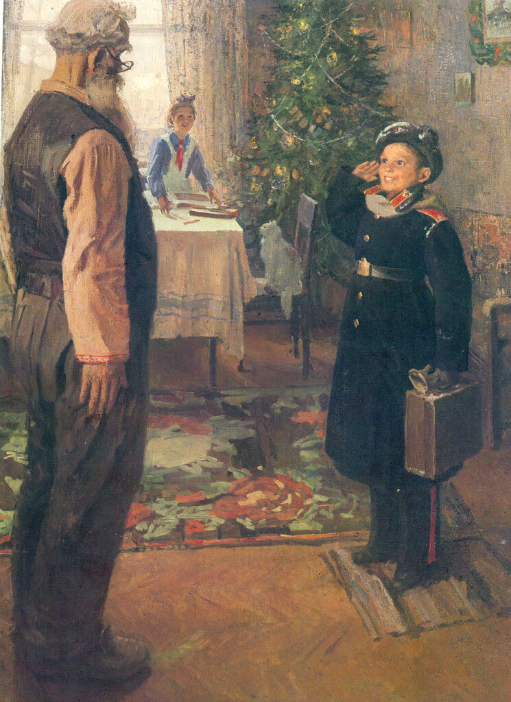 Ф.П. Решетников. Прибыл на каникулы. 1948 г. 100 X 80 см Государственная Третьяковская галерея, Москва