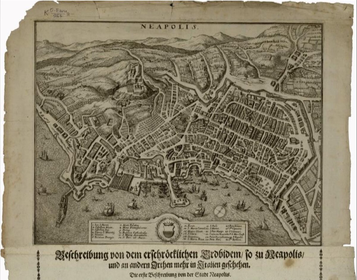 Neapolis. Beschreibung von dem erschröcklichen Erdbidem so zu Neapolis und an andern Orthen wehr in Italien geschehen. - Augsburg : Joh. Philipp Steudner, [после 1688?]. - 1 л. : грав.