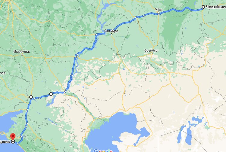 Карта от волгограда до челябинска