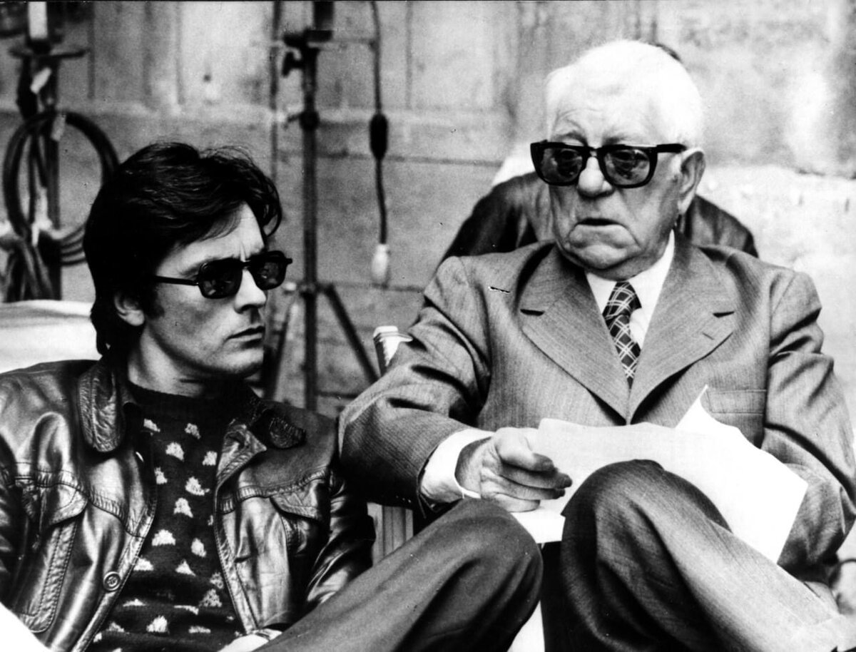 Жан Габен и Ален Делон в фильме "Сицилийский клан" 1969 год.