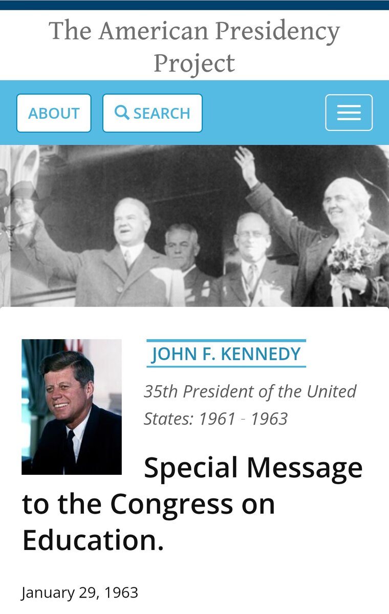 Скриншот страницы сайта https://www.presidency.ucsb.edu/