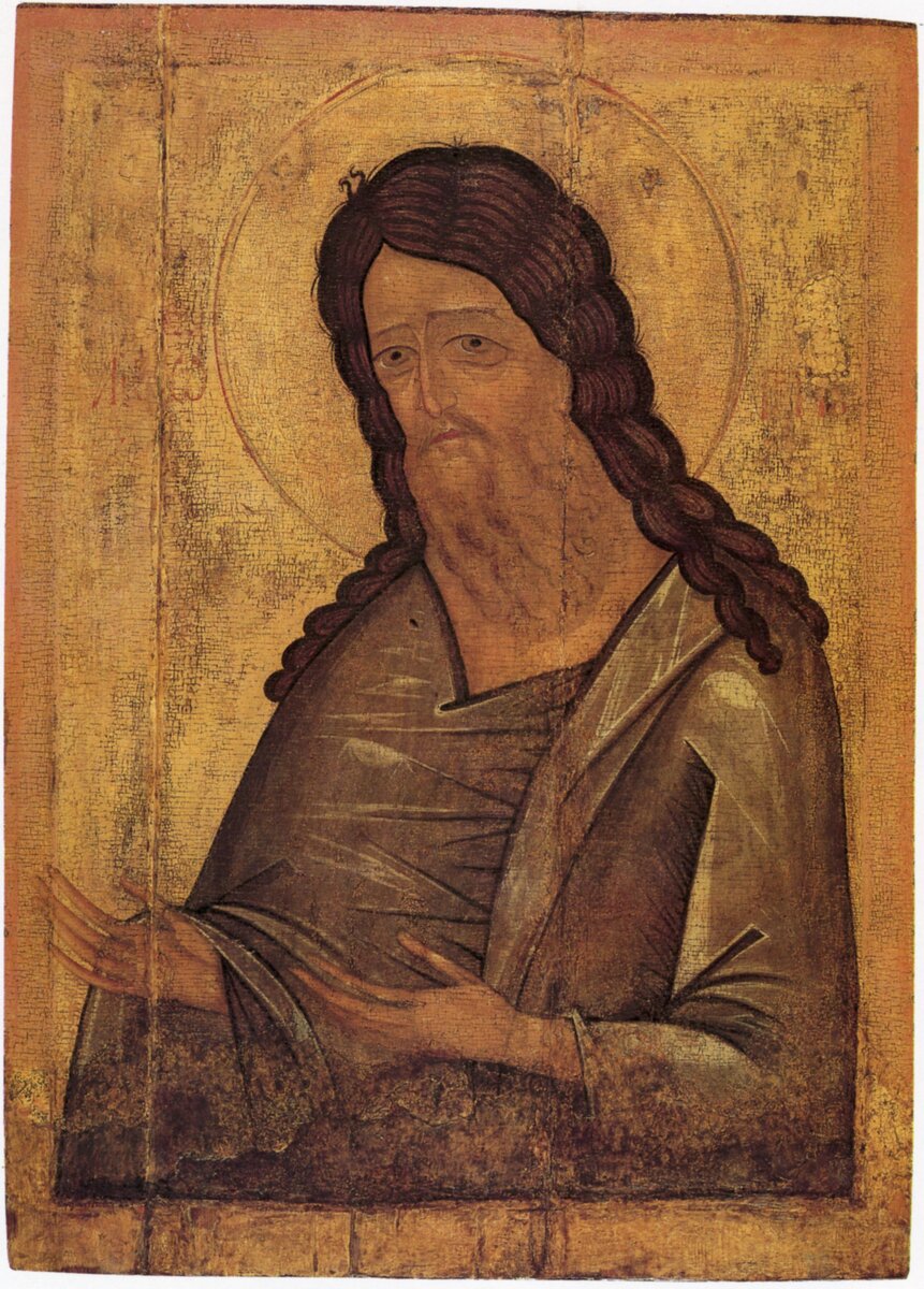 Иоанн Предтеча из деисусного поясного чина, происходящего из церкви села Ободова Спировского района Тверской области, XV век