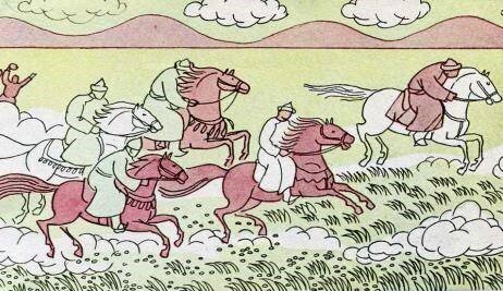 В иркутской степи. Иллюстрация Раисы Бардиной. Фото взято из открытых источников в сети Интернет.