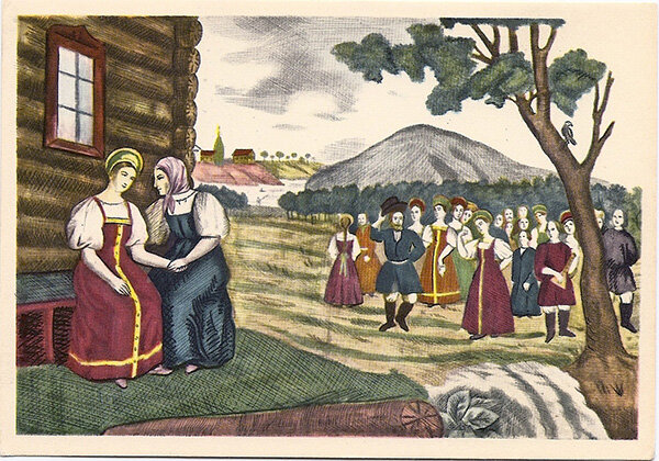 "Не шей ты мне, матушка..." Гравюра на меди. 1843 г.