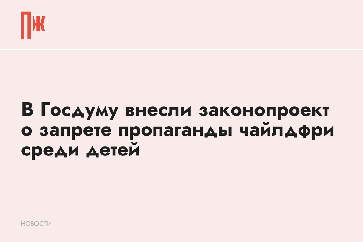     В Госдуму внесли законопроект о запрете пропаганды чайлдфри среди детей