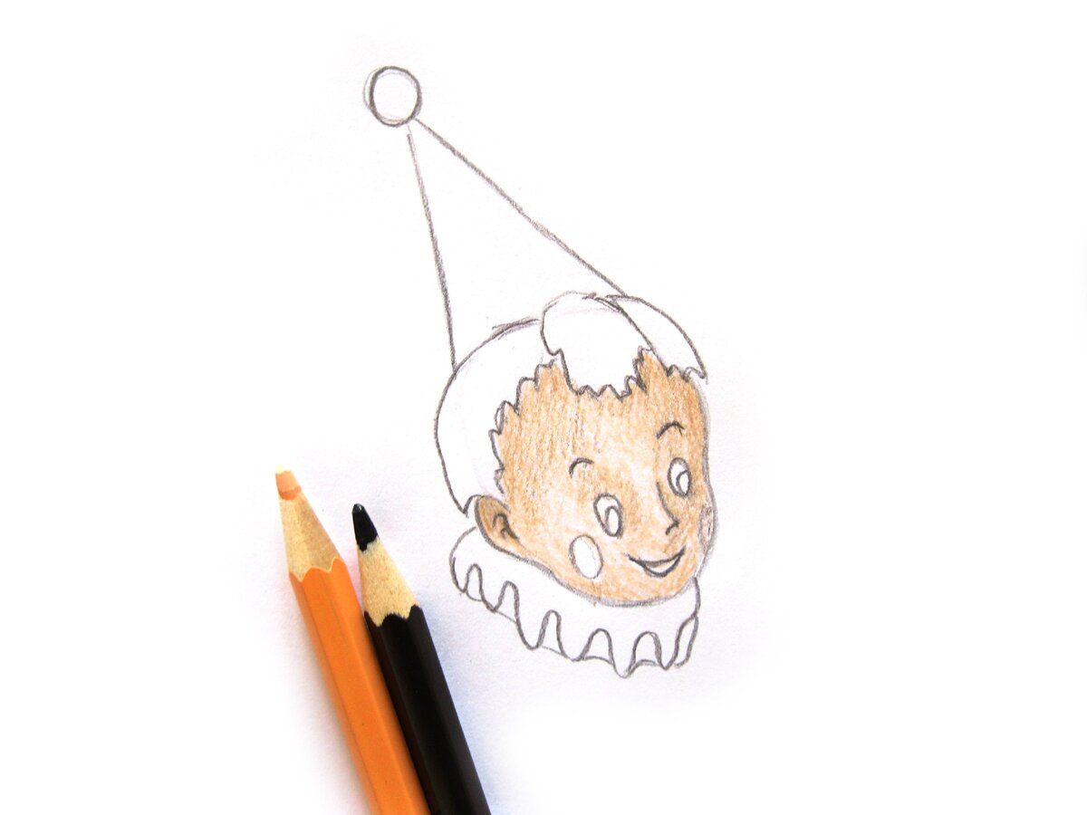 Как нарисовать Буратино карандашом поэтапно для детей