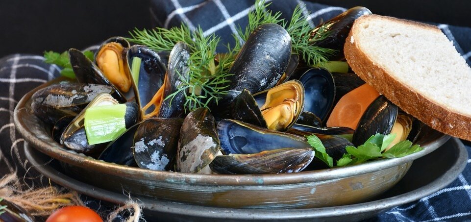 Фотография блюда из мидий.
