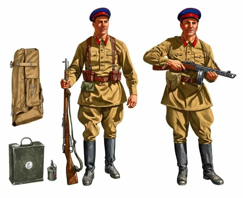 Как выглядела экипировка бойца пехоты красной армии в 1936 году выберите рисунок
