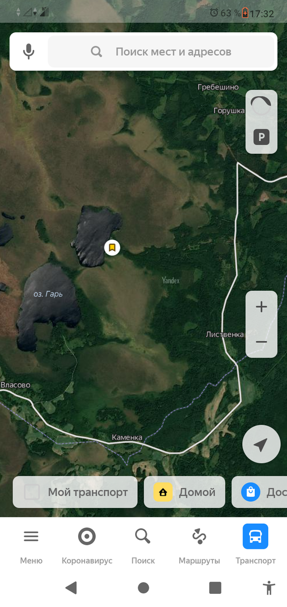 Озеро Ровняжское на Яндекс Картах.