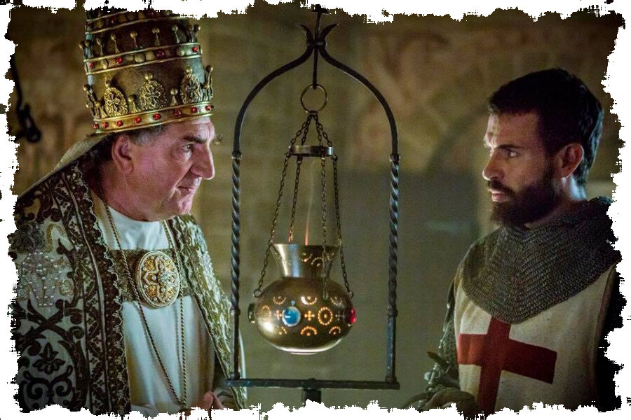 Климент V и рыцарь Тамплиер. Кадр из к\ф "Падение Ордена"