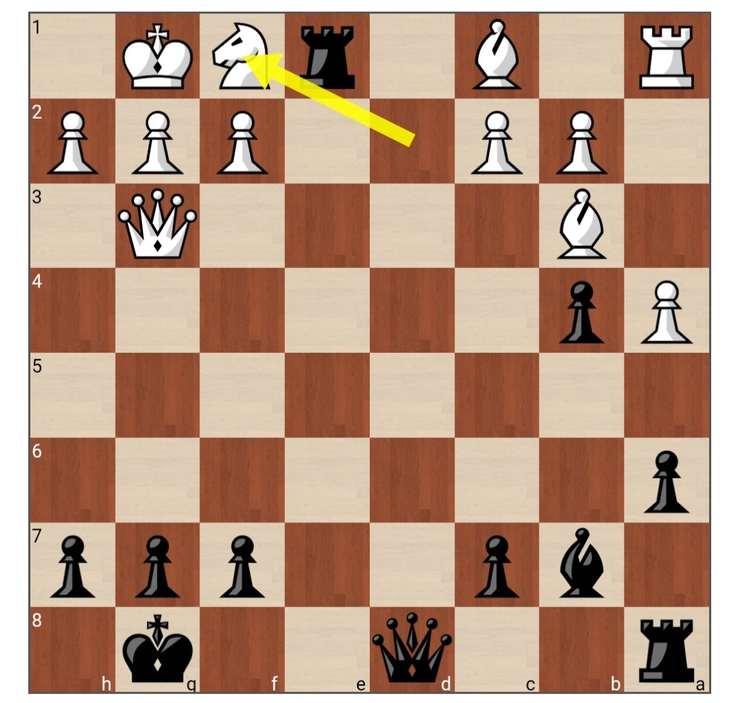 Король белых прикрывается конём f1