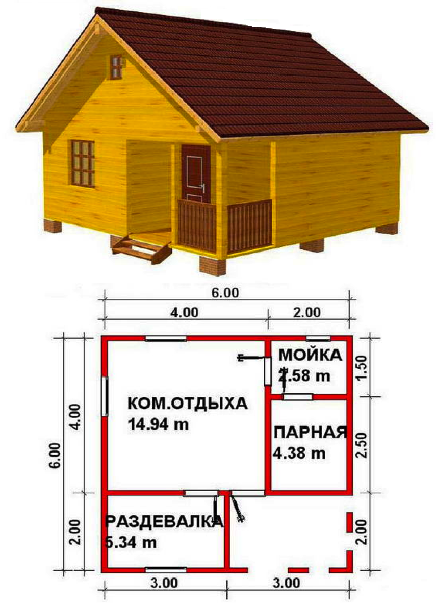 Построить баня дом 6 на 6