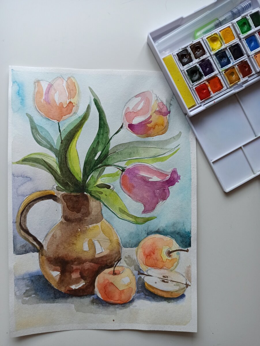 Рисуем натюрморт| Ваза на столе| Как нарисовать натюрморт| Draw a still life| Vase on the table