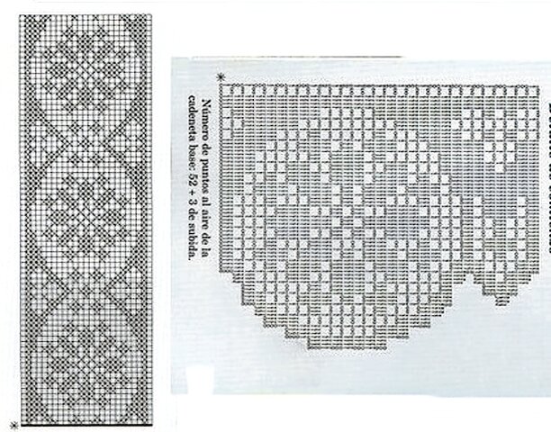 Филейное вязание крючком каймы и занавесок